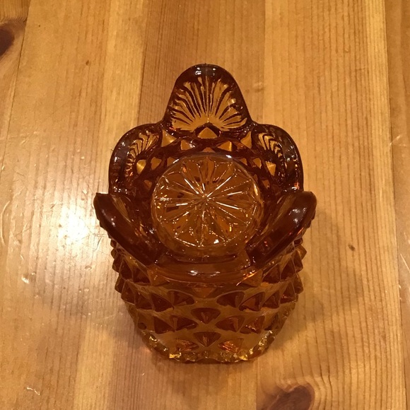 VINTAGE FENTON HOBNAIL AMBER GLASS TOOTHPICK HOLDER GLOWY - Picture 10 of 14